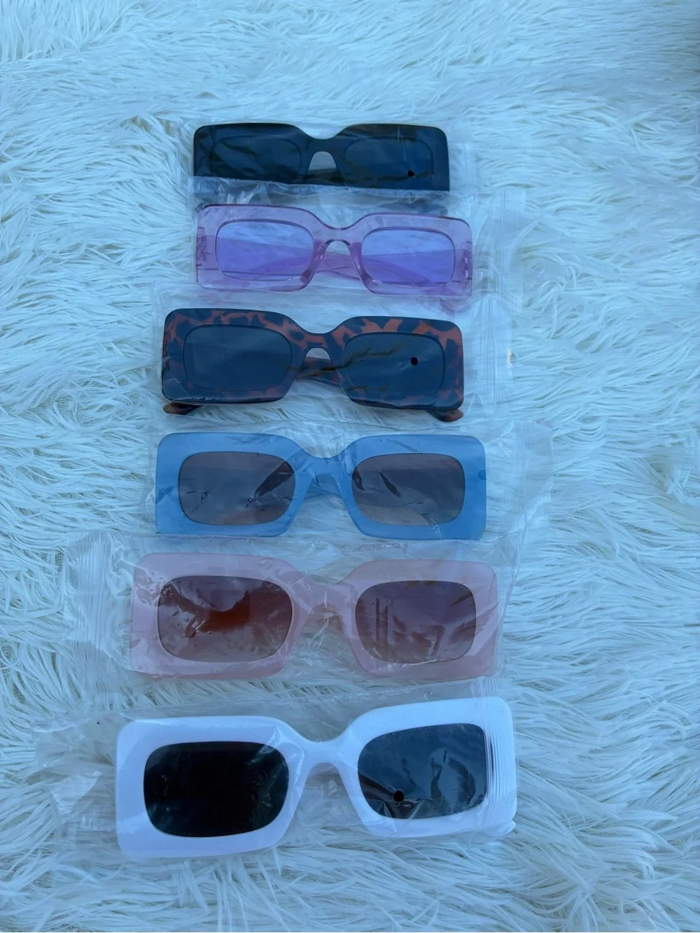 Mixed Rectangular Fashion Sunglasses - Assorted Colors, set of glases of 6 piece